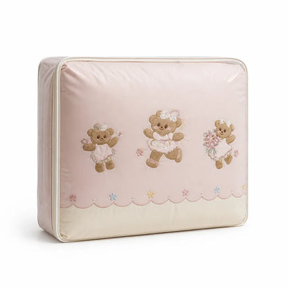 Kids Bedding Set Silky Cotton Satin Embroidered Teddy Appliques