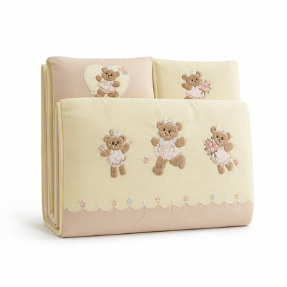 Kids Bedding Set Silky Cotton Satin Embroidered Teddy Appliques