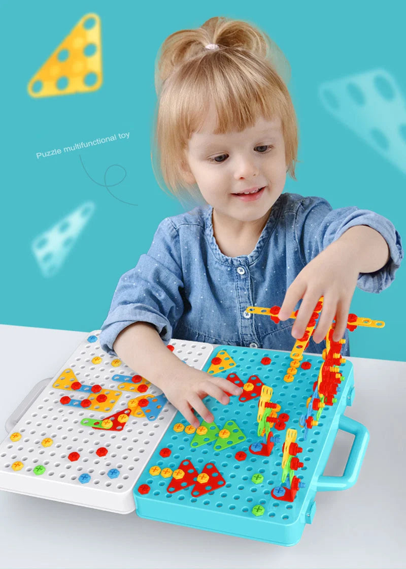 Kids Building Set Electric Drill Screws & Plates