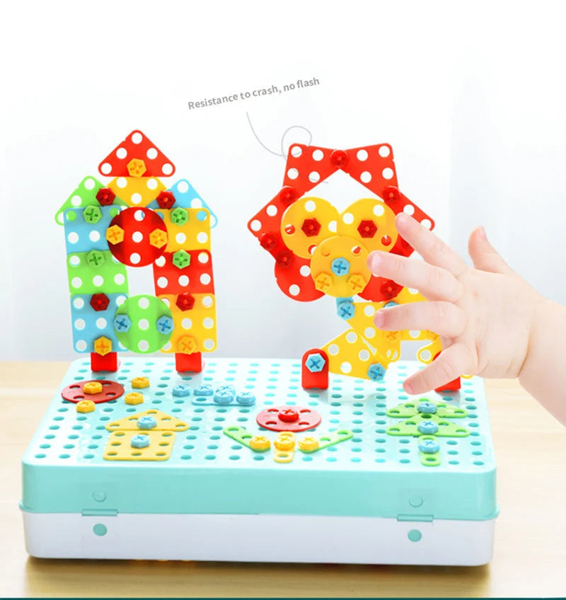 Kids Building Set Electric Drill Screws & Plates