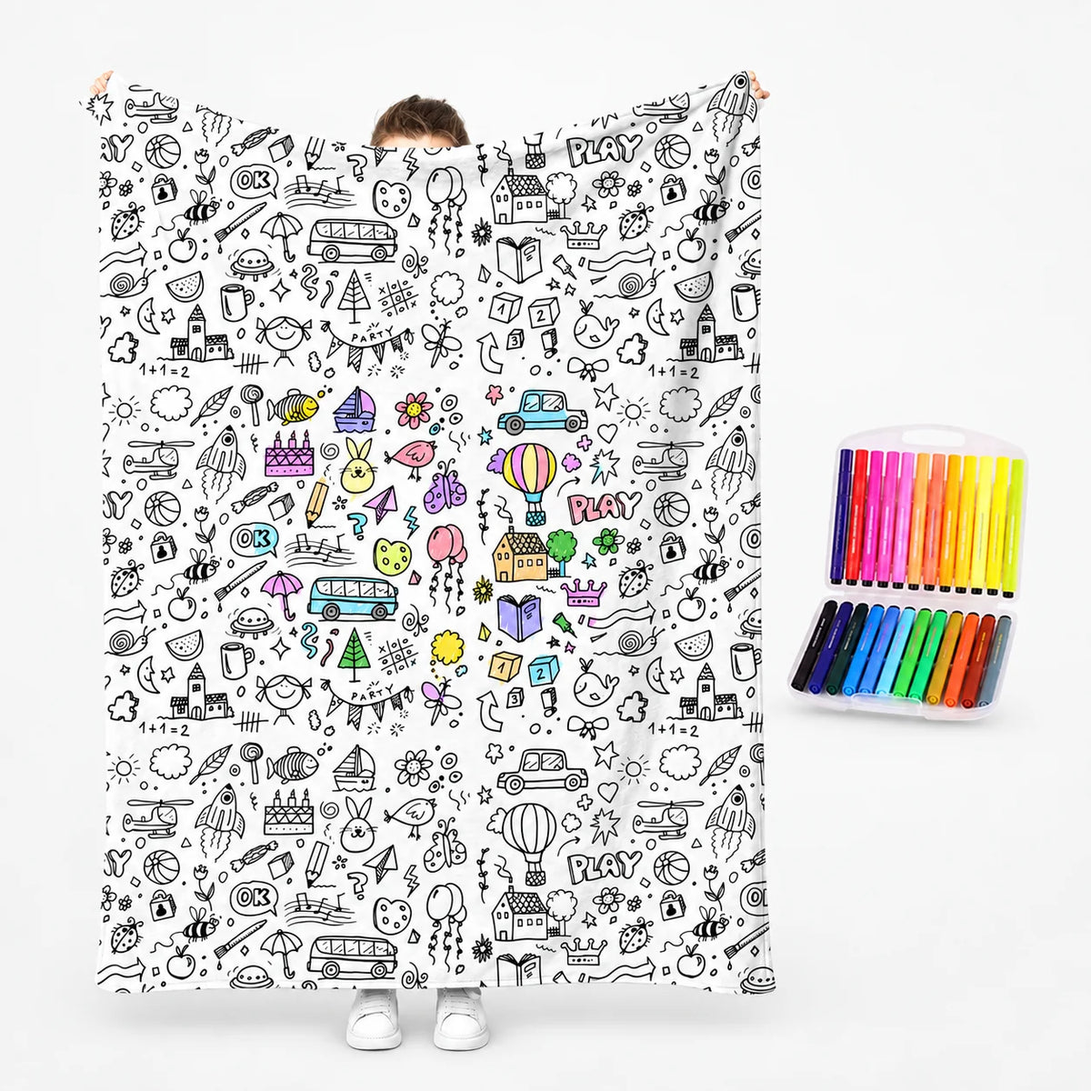 Kids Duvet Cover Washable Ink Pre-Printed Lines