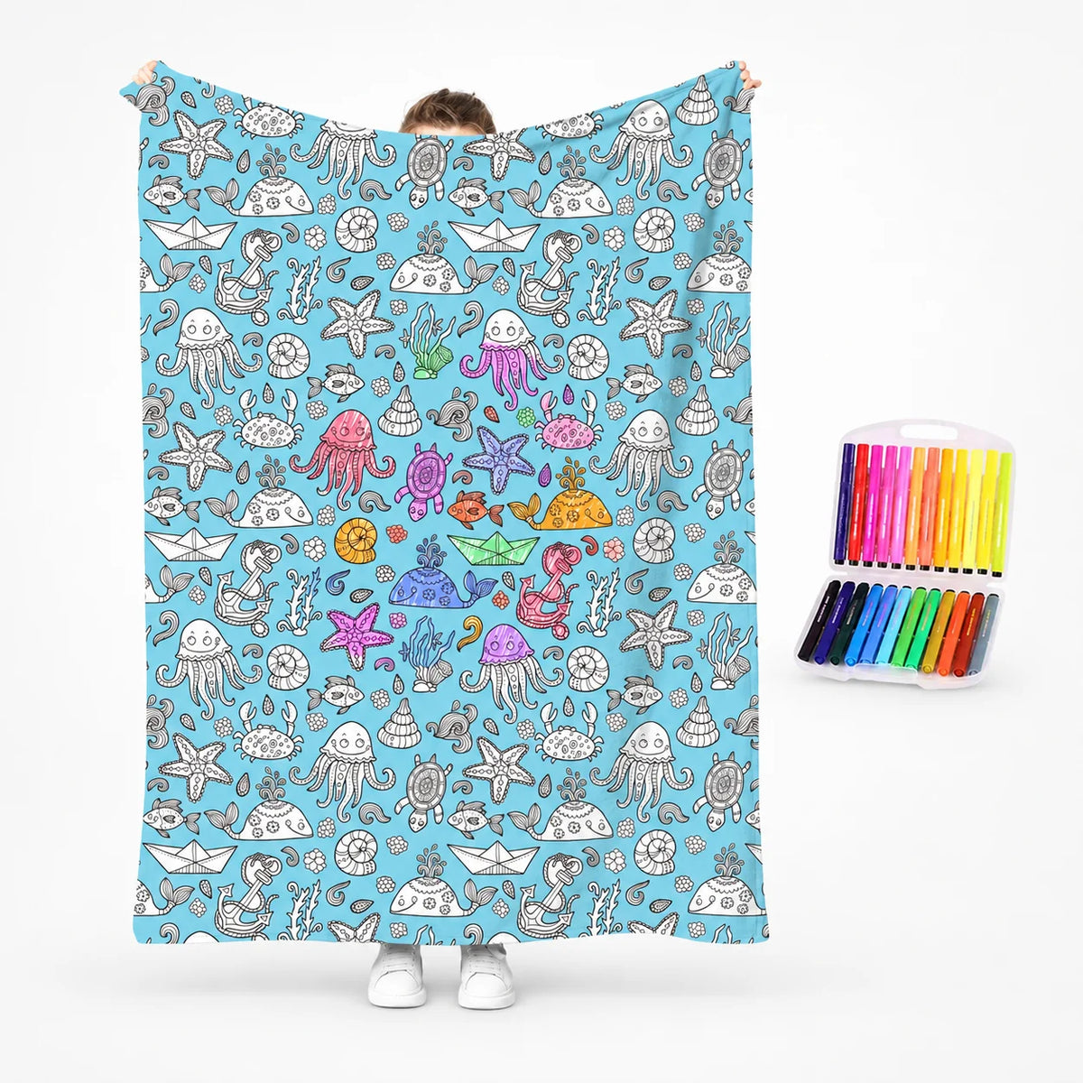 Kids Duvet Cover Washable Ink Pre-Printed Lines