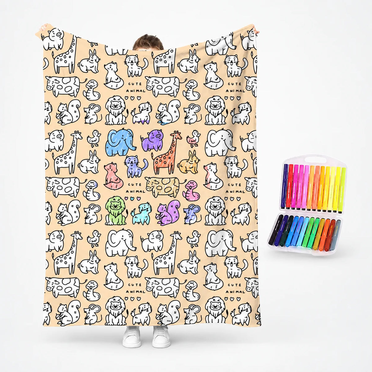 Kids Duvet Cover Washable Ink Pre-Printed Lines
