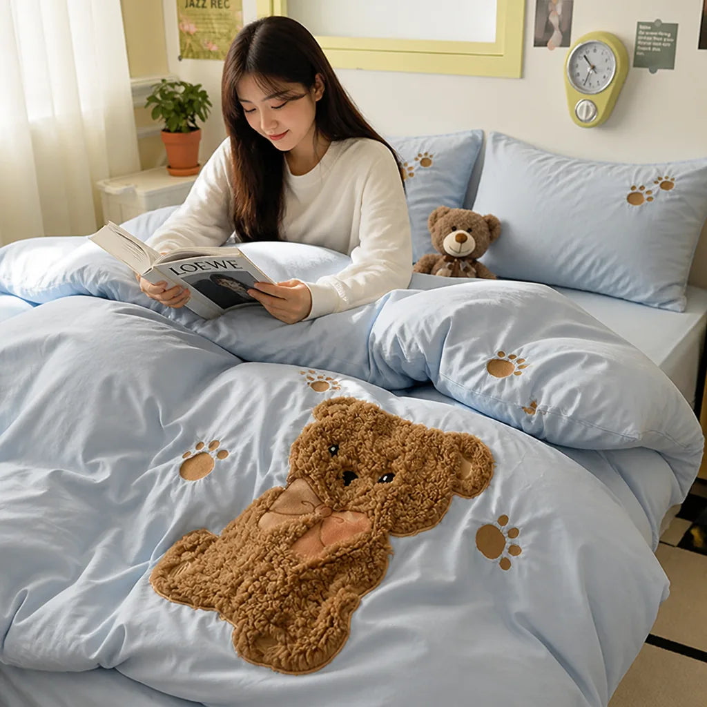 Kids Duvet Set 4-Piece Gudetama Print Machine Washable