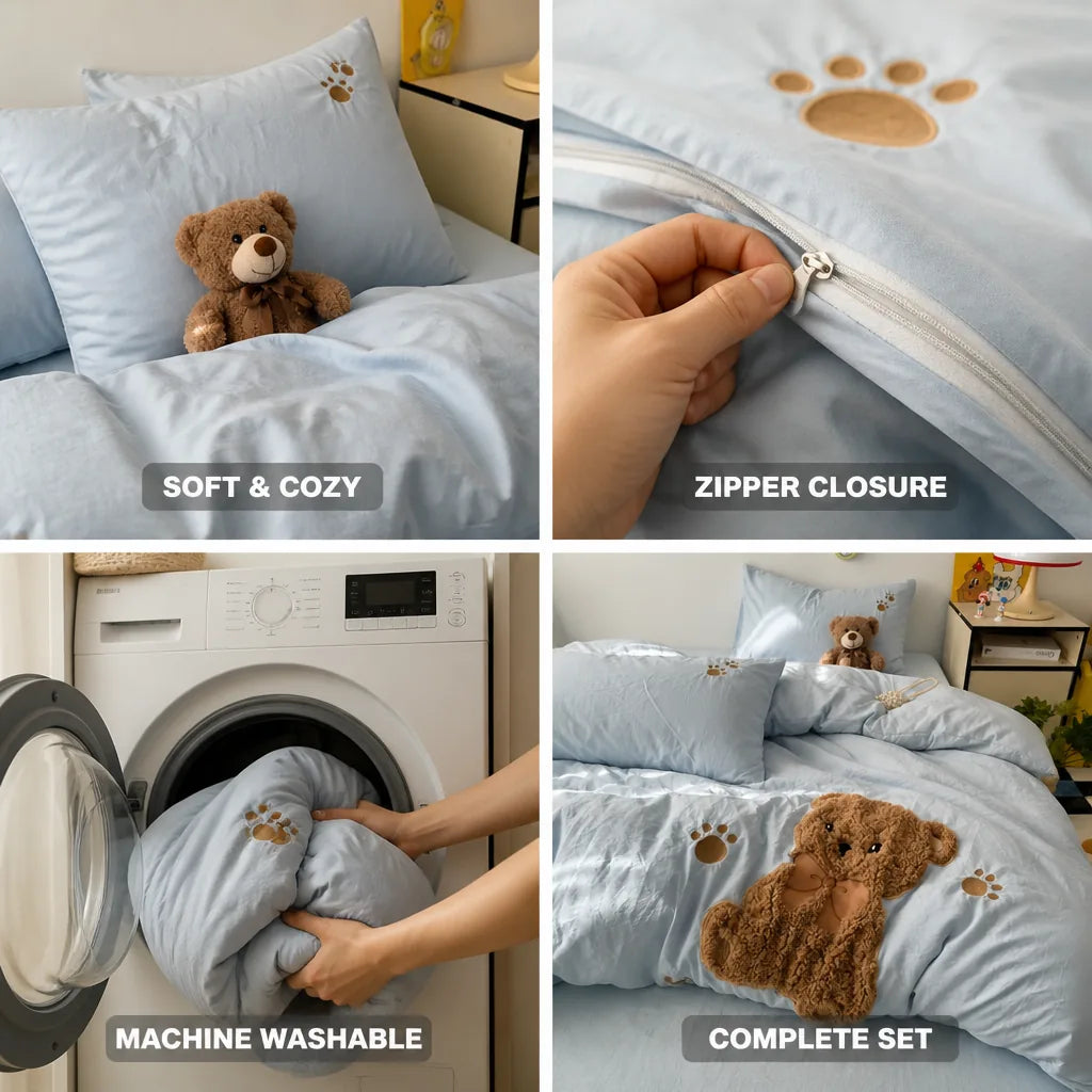 Kids Duvet Set 4-Piece Gudetama Print Machine Washable