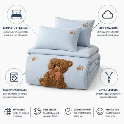 Kids Duvet Set 4-Piece Gudetama Print Machine Washable