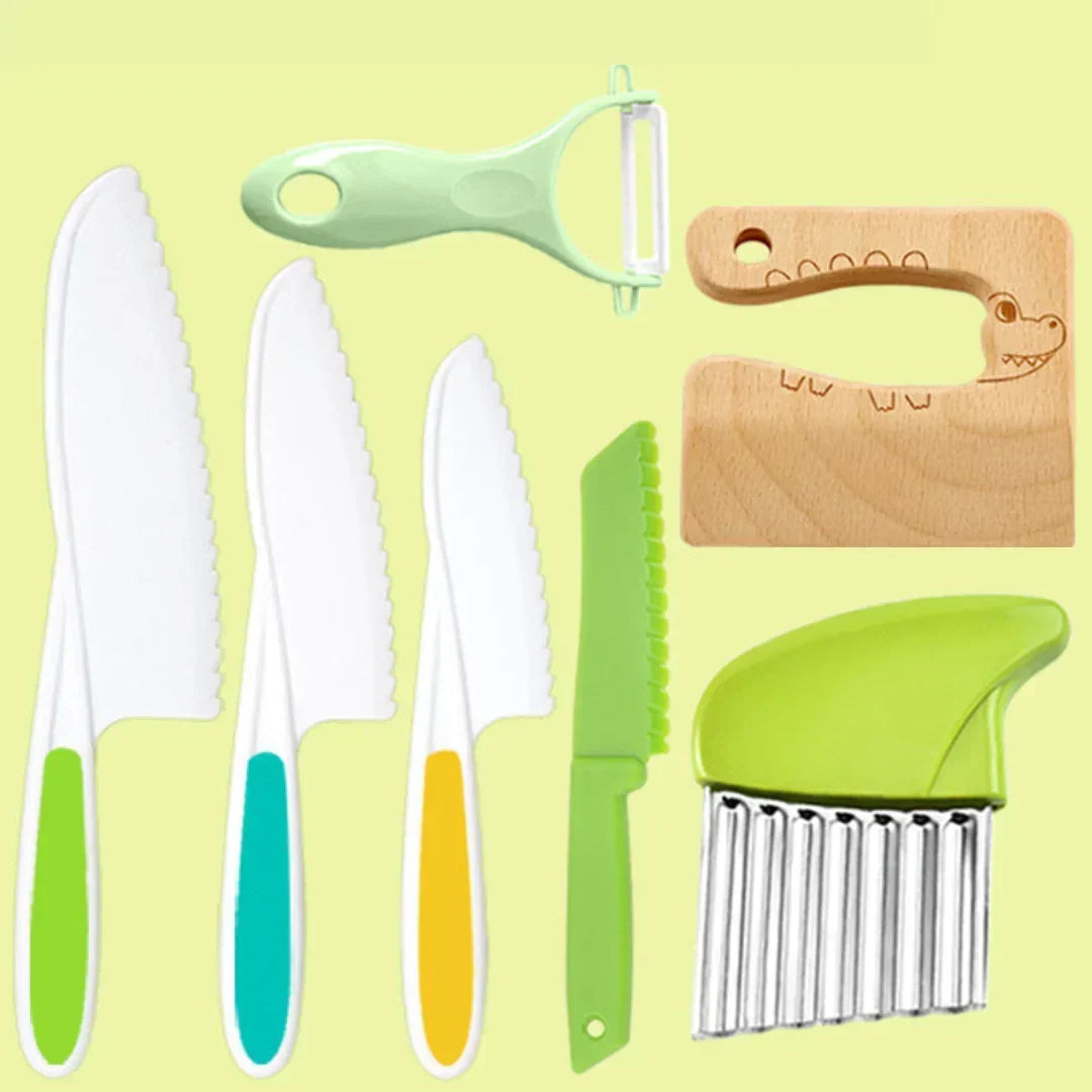 Kids Kitchen Tool Set Child-Sized Rounded-Edge</|fim_suffix|>