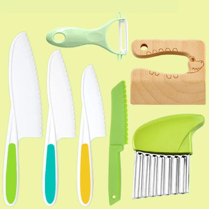 Kids Kitchen Tool Set Child-Sized Rounded-Edge</|fim_suffix|>