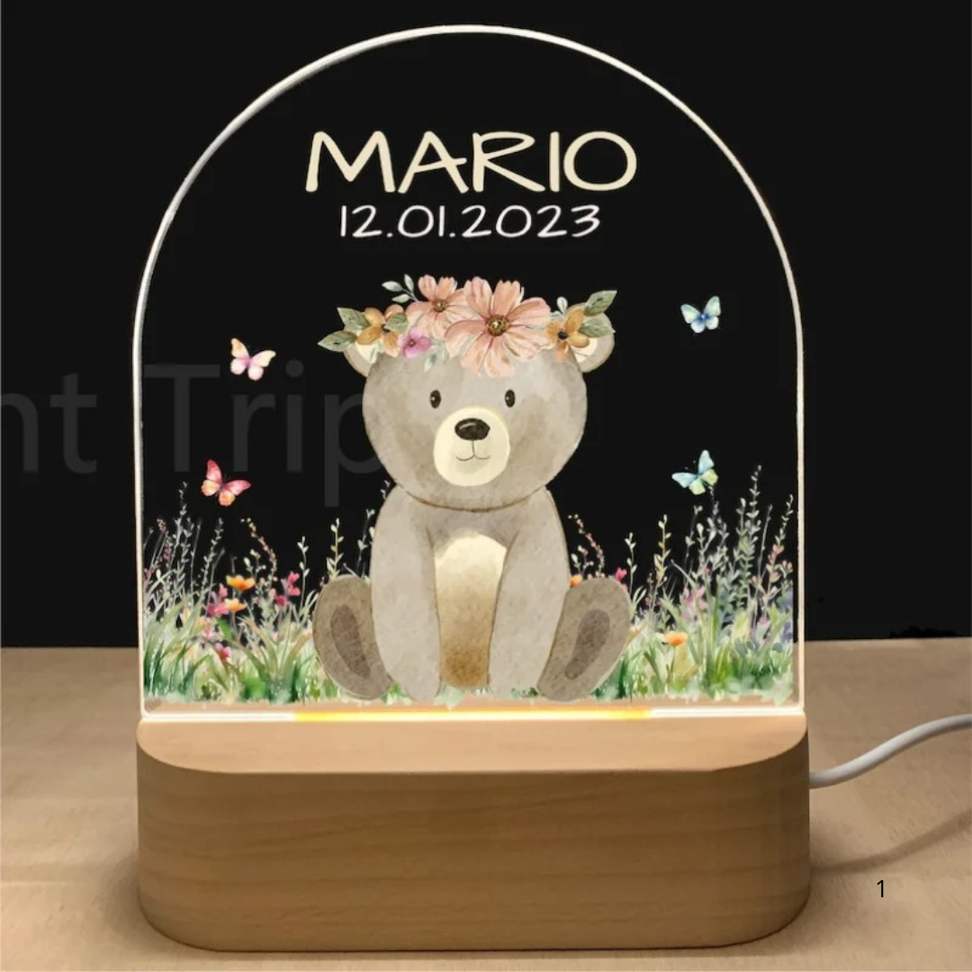 Kids Night Light Personalized USB Rechargeable Warm White