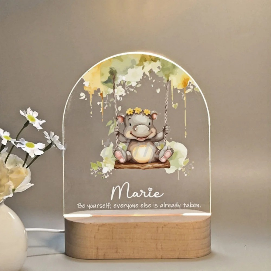 Kids Night Light Personalized USB Rechargeable Warm White