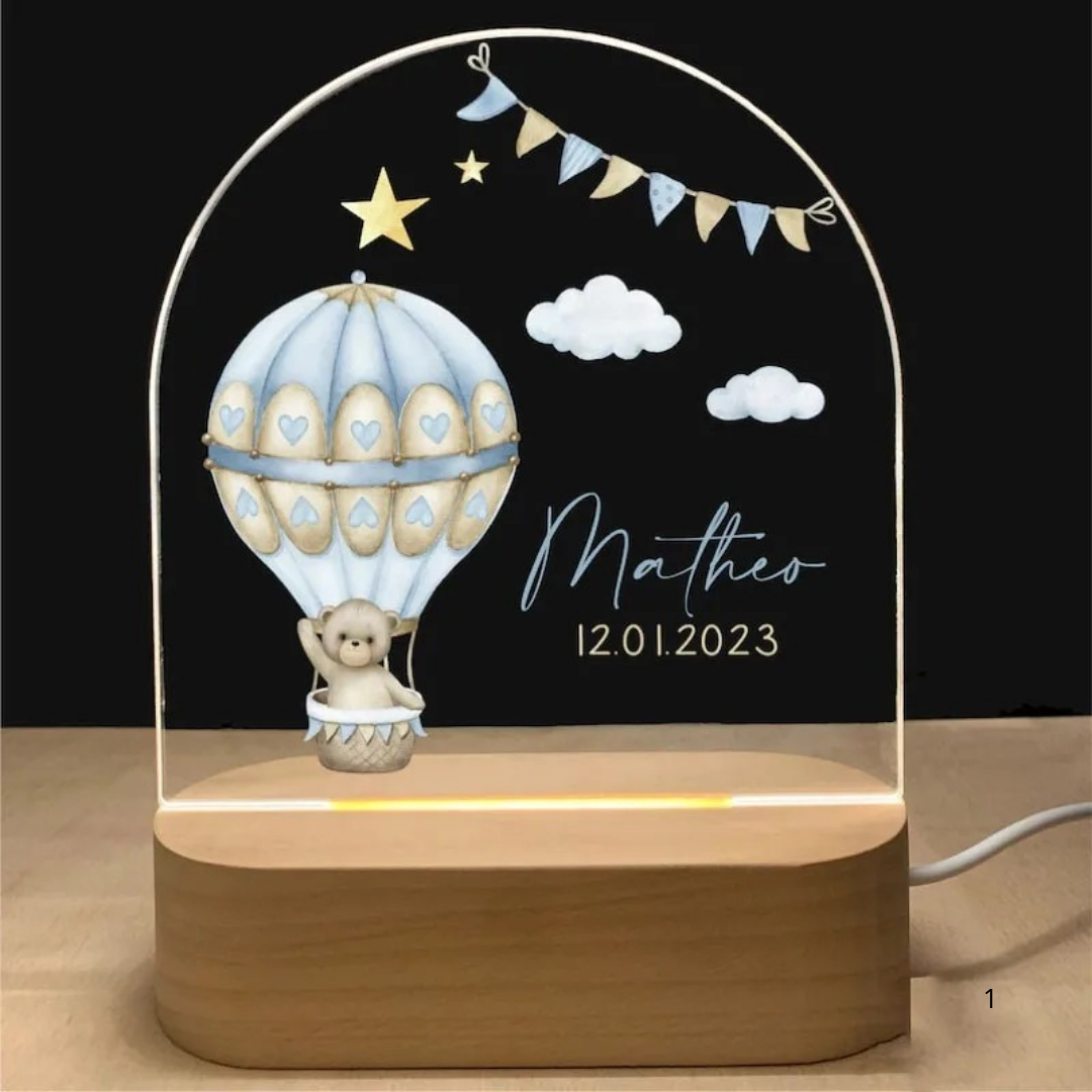Kids Night Light Personalized USB Rechargeable Warm White