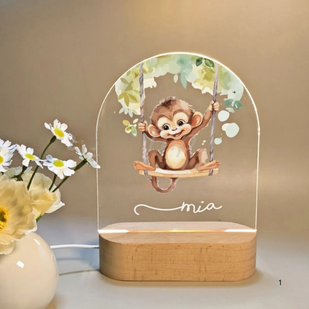 Kids Night Light Personalized USB Rechargeable Warm White