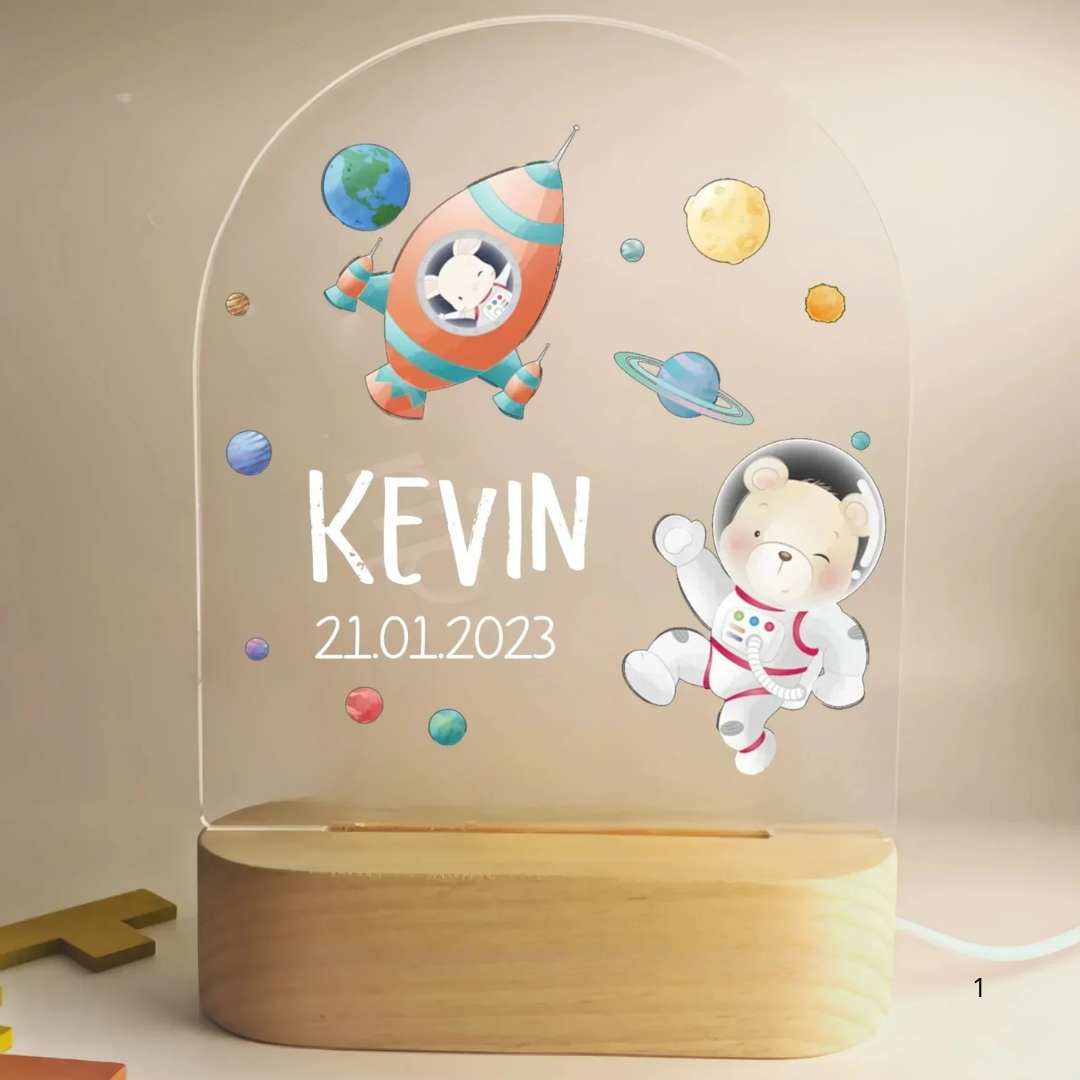 Kids Night Light Personalized USB Rechargeable Warm White