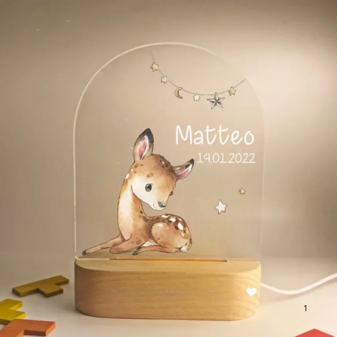 Kids Night Light Personalized USB Rechargeable Warm White