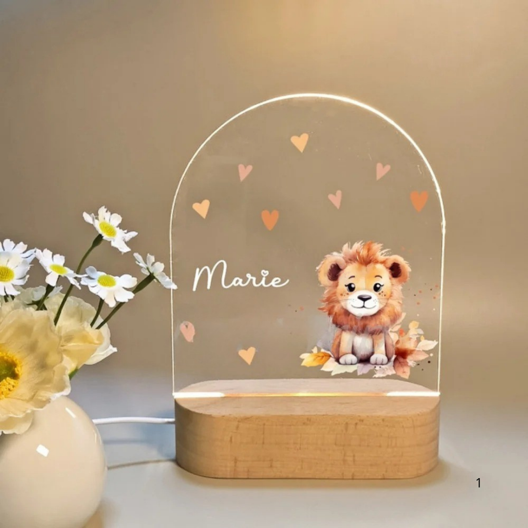 Kids Night Light Personalized USB Rechargeable Warm White