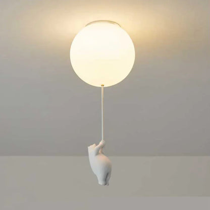 Kids Pendant Lamp Cartoon Bear Balloon Built-In LED