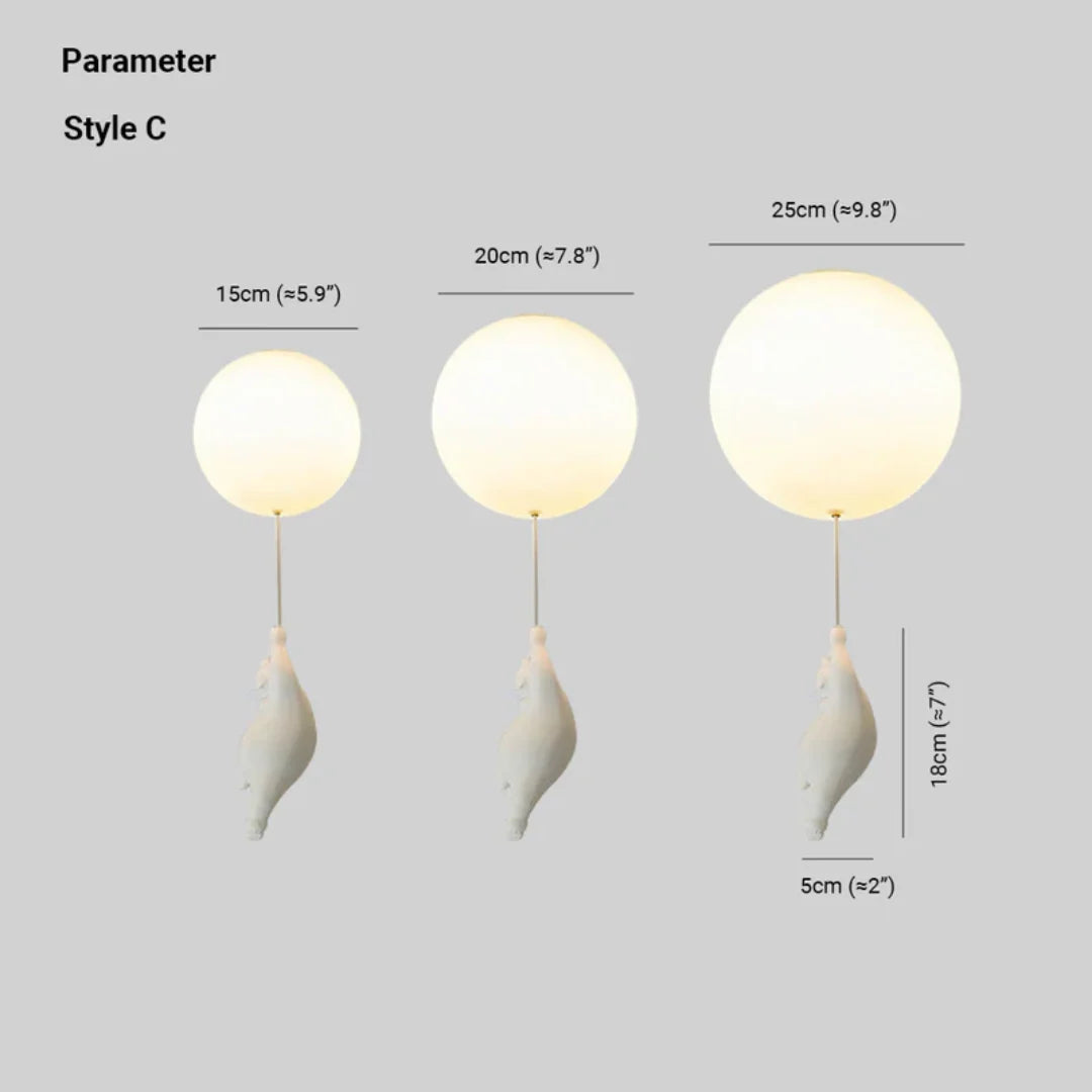 Kids Pendant Lamp Cartoon Bear Balloon Built-In LED
