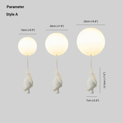Kids Pendant Lamp Cartoon Bear Balloon Built-In LED