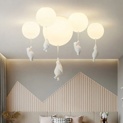 Kids Pendant Lamp Cartoon Bear Balloon Built-In LED
