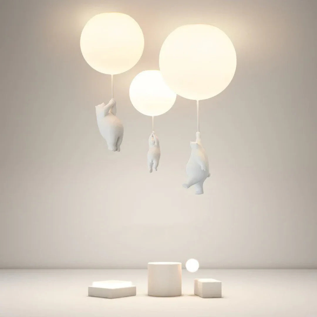 Kids Pendant Lamp Cartoon Bear Balloon Built-In LED