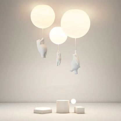 Kids Pendant Lamp Cartoon Bear Balloon Built-In LED