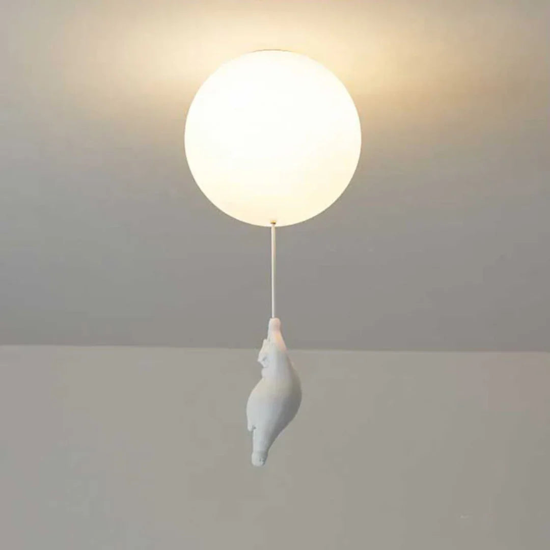 Kids Pendant Lamp Cartoon Bear Balloon Built-In LED