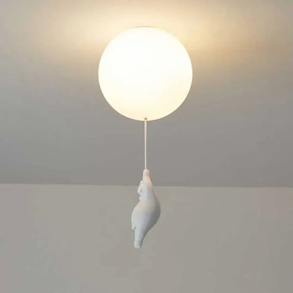 Kids Pendant Lamp Cartoon Bear Balloon Built-In LED