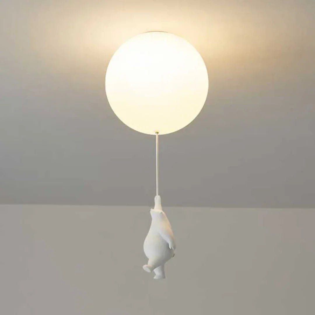 Kids Pendant Lamp Cartoon Bear Balloon Built-In LED