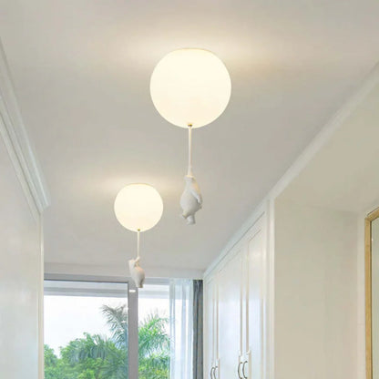 Kids Pendant Lamp Cartoon Bear Balloon Built-In LED