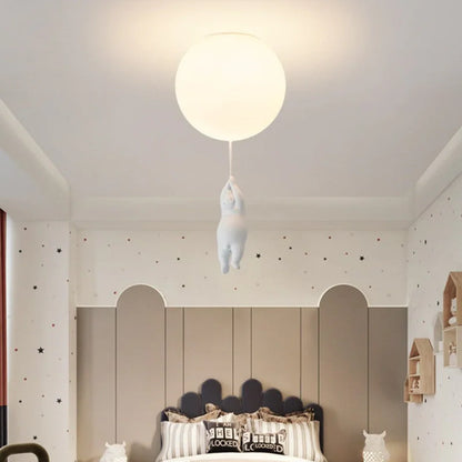 Kids Pendant Lamp Cartoon Bear Balloon Built-In LED