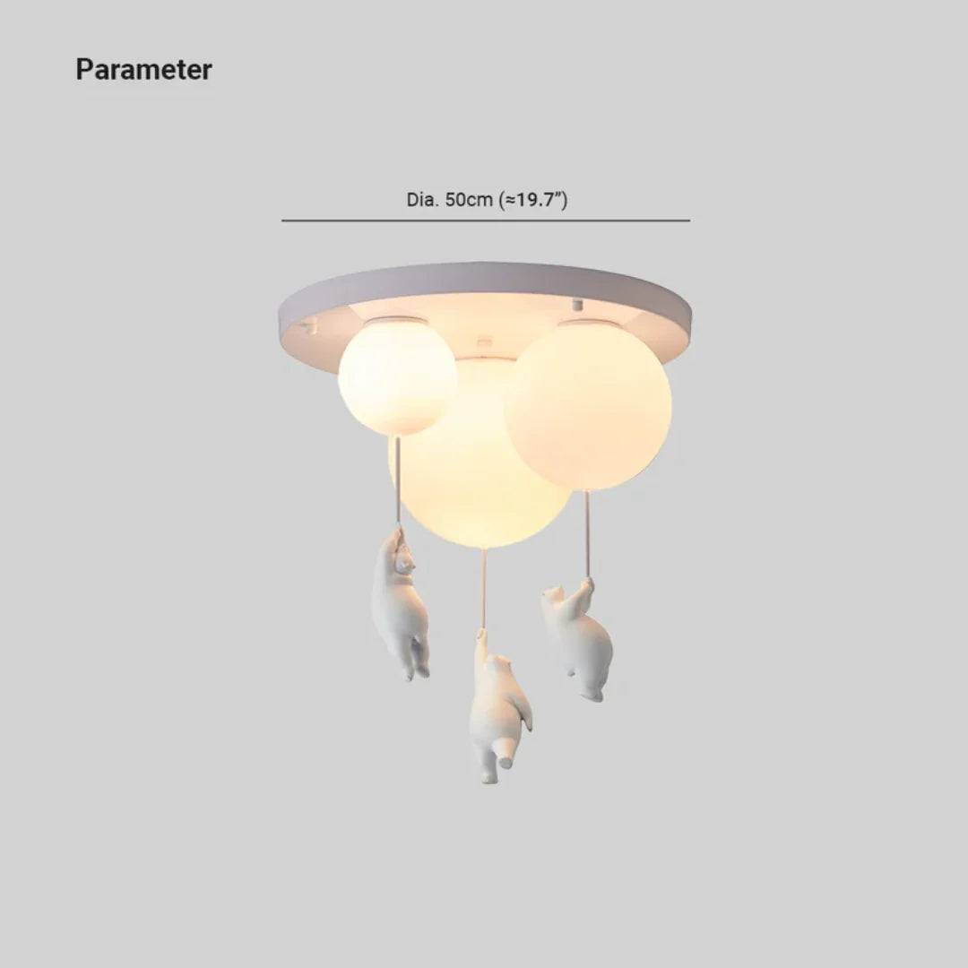 Kids Pendant Lamp Cartoon Bear Balloon Built-In LED