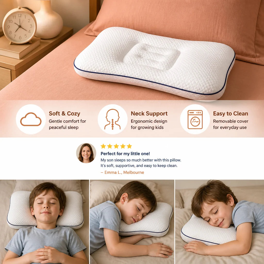 Kids Pillow Contoured Memory Foam Neck Support