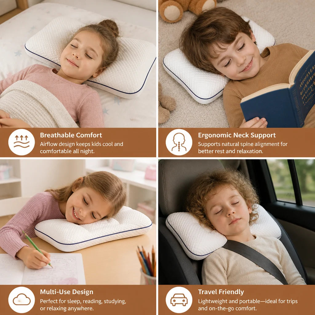 Kids Pillow Contoured Memory Foam Neck Support