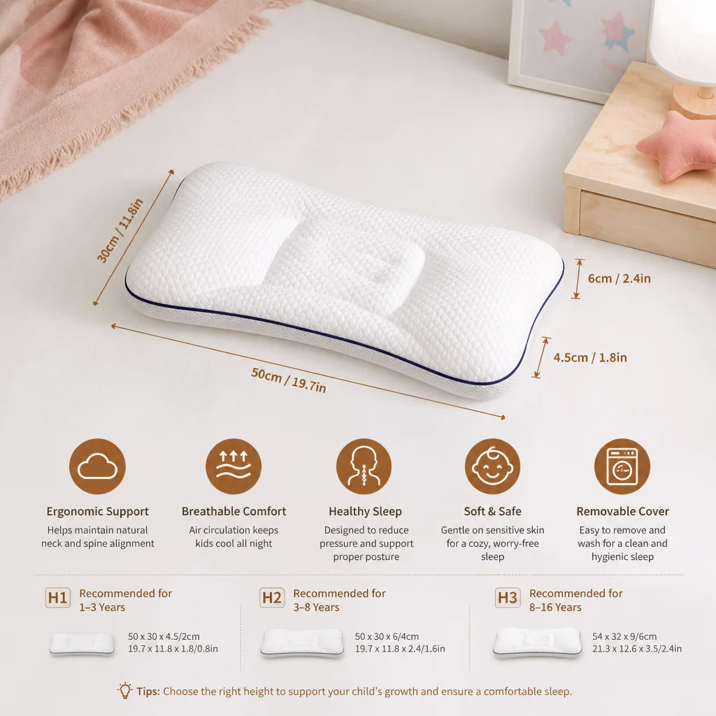 Kids Pillow Contoured Memory Foam Neck Support