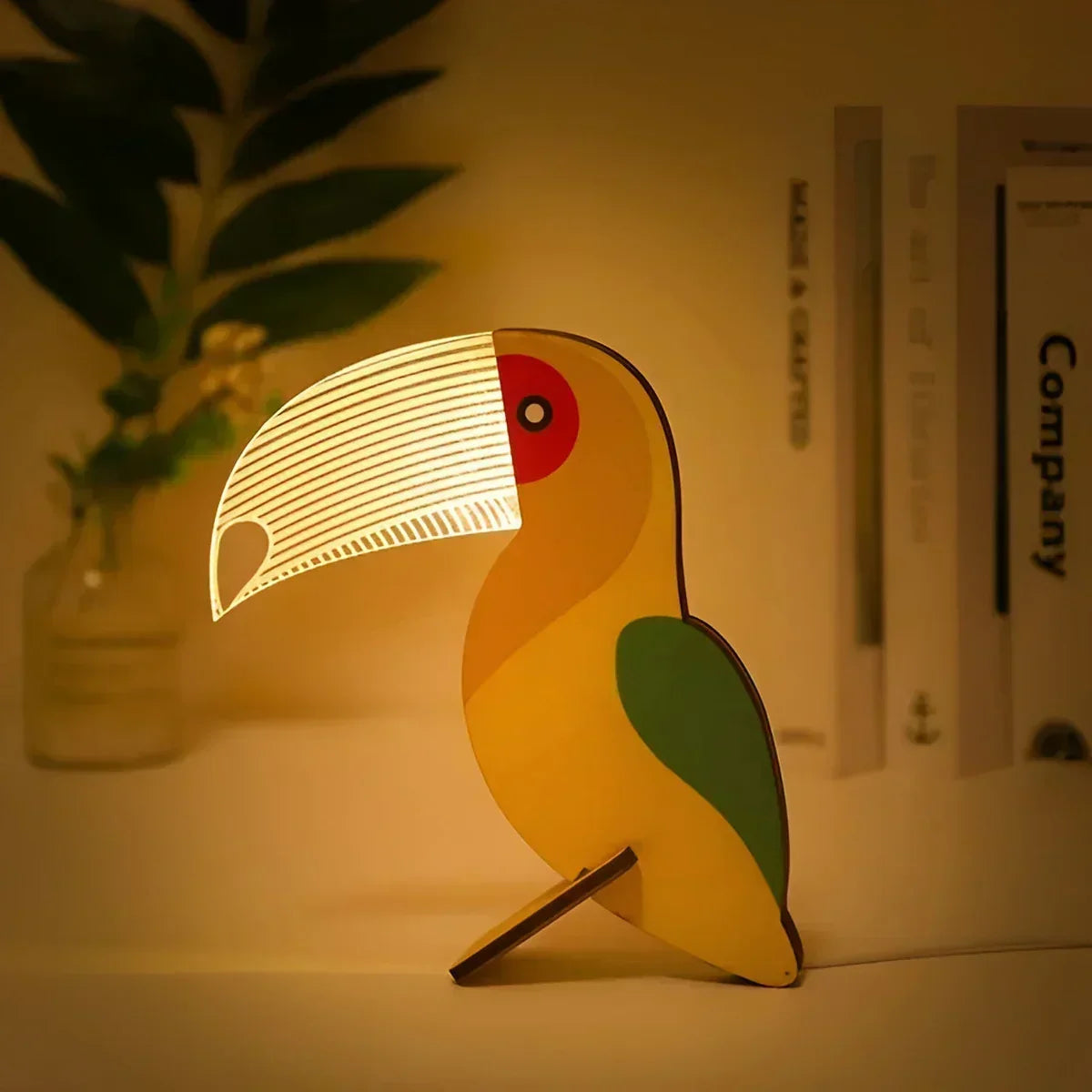 Kids Table Lamp Wooden Animal Soft Nightlight
