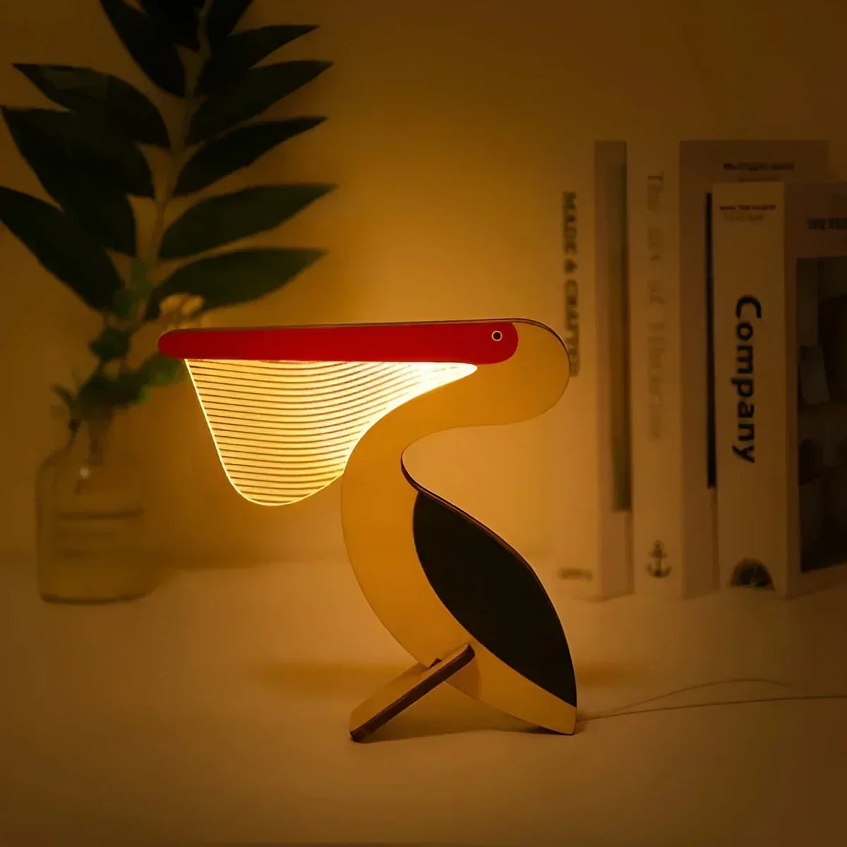 Kids Table Lamp Wooden Animal Soft Nightlight