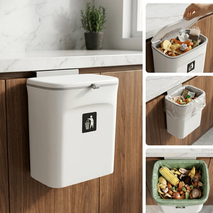 Kitchen Compost Bin Countertop & Wall-Mount Odor-Sealing Dual-Opening Lid