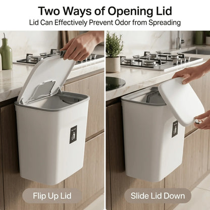 Kitchen Compost Bin Countertop & Wall-Mount Odor-Sealing Dual-Opening Lid