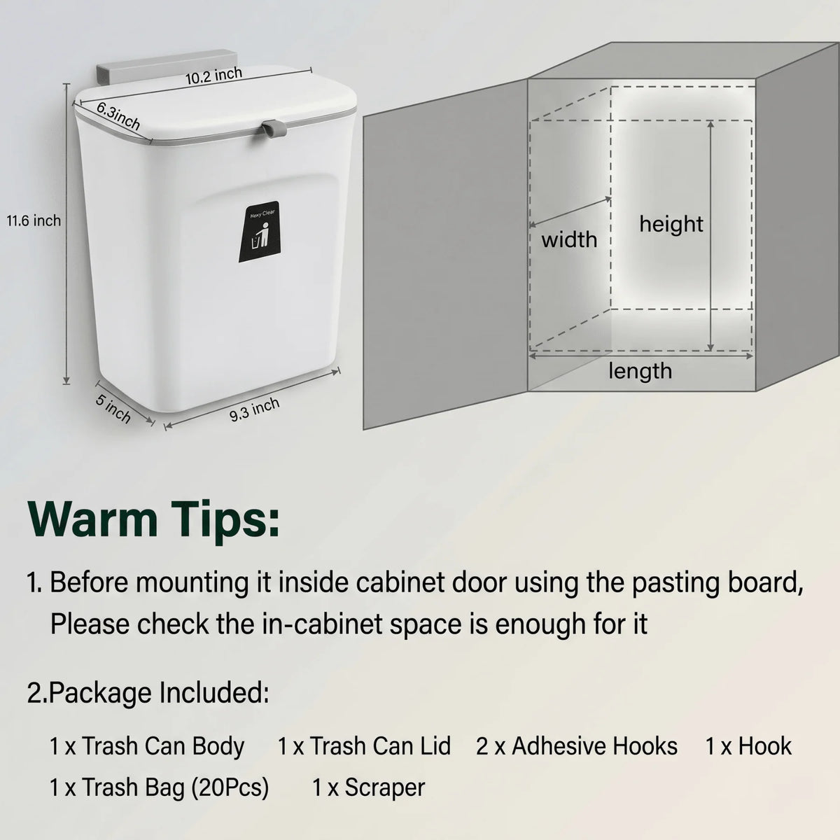 Kitchen Compost Bin Countertop & Wall-Mount Odor-Sealing Dual-Opening Lid