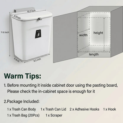 Kitchen Compost Bin Countertop & Wall-Mount Odor-Sealing Dual-Opening Lid