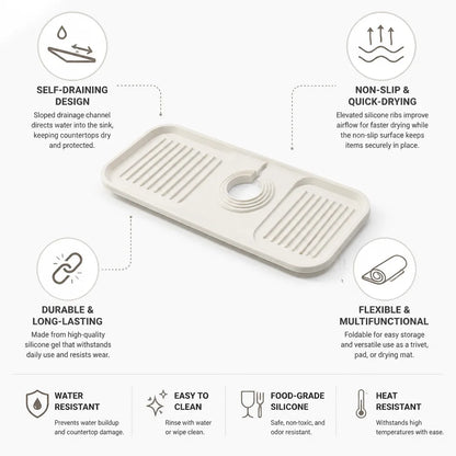 Kitchen Drying Mat Self-Draining Silicone Non-Slip