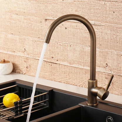 Kitchen Faucet Antique Brass 360° Swivel Stainless Steel Single Handle