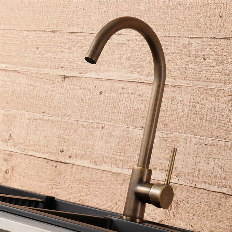 Kitchen Faucet Antique Brass 360° Swivel Stainless Steel Single Handle