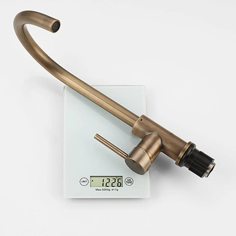 Kitchen Faucet Antique Brass 360° Swivel Stainless Steel Single Handle