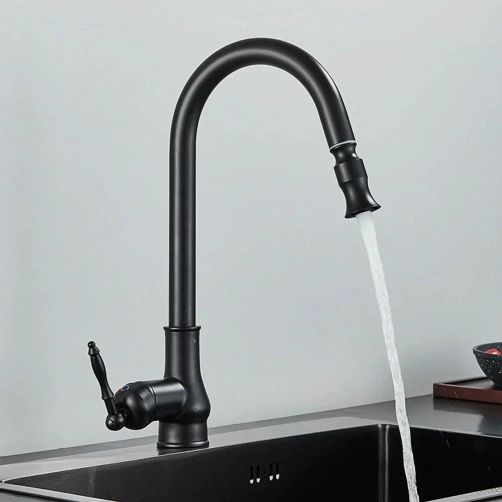 Kitchen Faucet Pull-Out Spray Head Solid Brass Antique Bronze Finish
