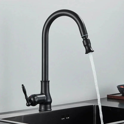 Kitchen Faucet Pull-Out Spray Head Solid Brass Antique Bronze Finish