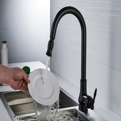 Kitchen Faucet Pull-Out Spray Head Solid Brass Antique Bronze Finish