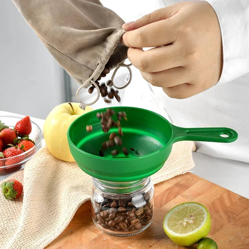 Kitchen Funnel Collapsible Heat-Resistant Silicone Wide Mouth