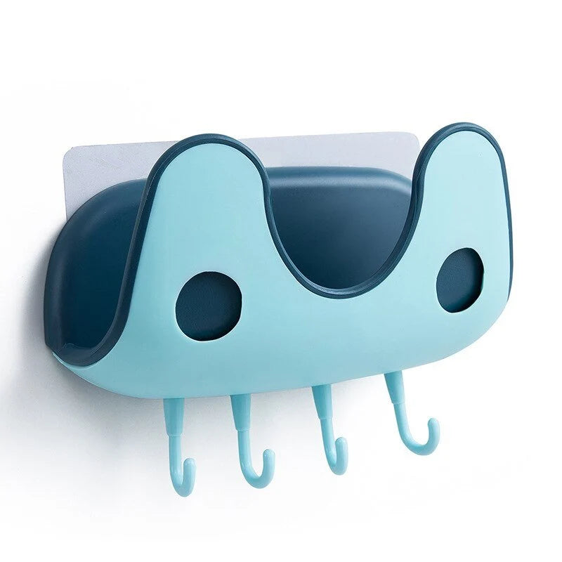 Kitchen Lid Organizer Wall-Mounted Adhesive 4 Utensil Hooks