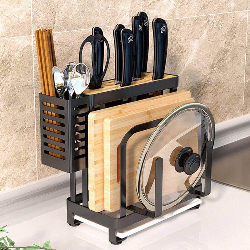 Kitchen Utensil Organizer Stainless Steel Ventilated Drying Rack Side Hooks